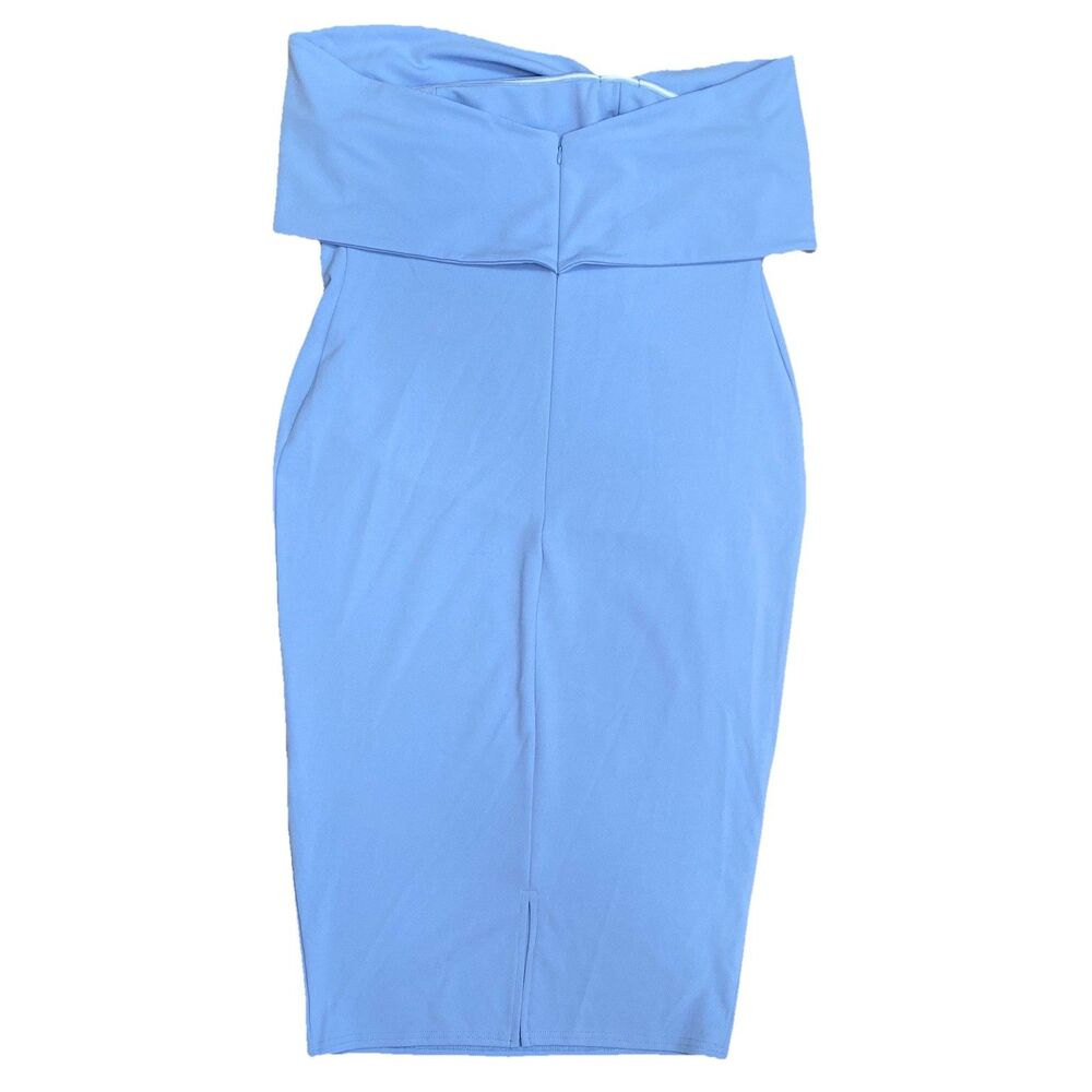 Club L London Powder Blue Alyssa Bardot Bow Maternity Midi Dress With Ruching 12 - Picture 9 of 16